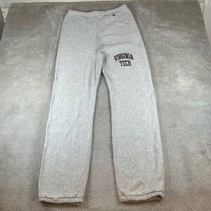 Vintage Champion Sweatpants Mens L Gray Virginia Tech Reverse Weave Joggers USA